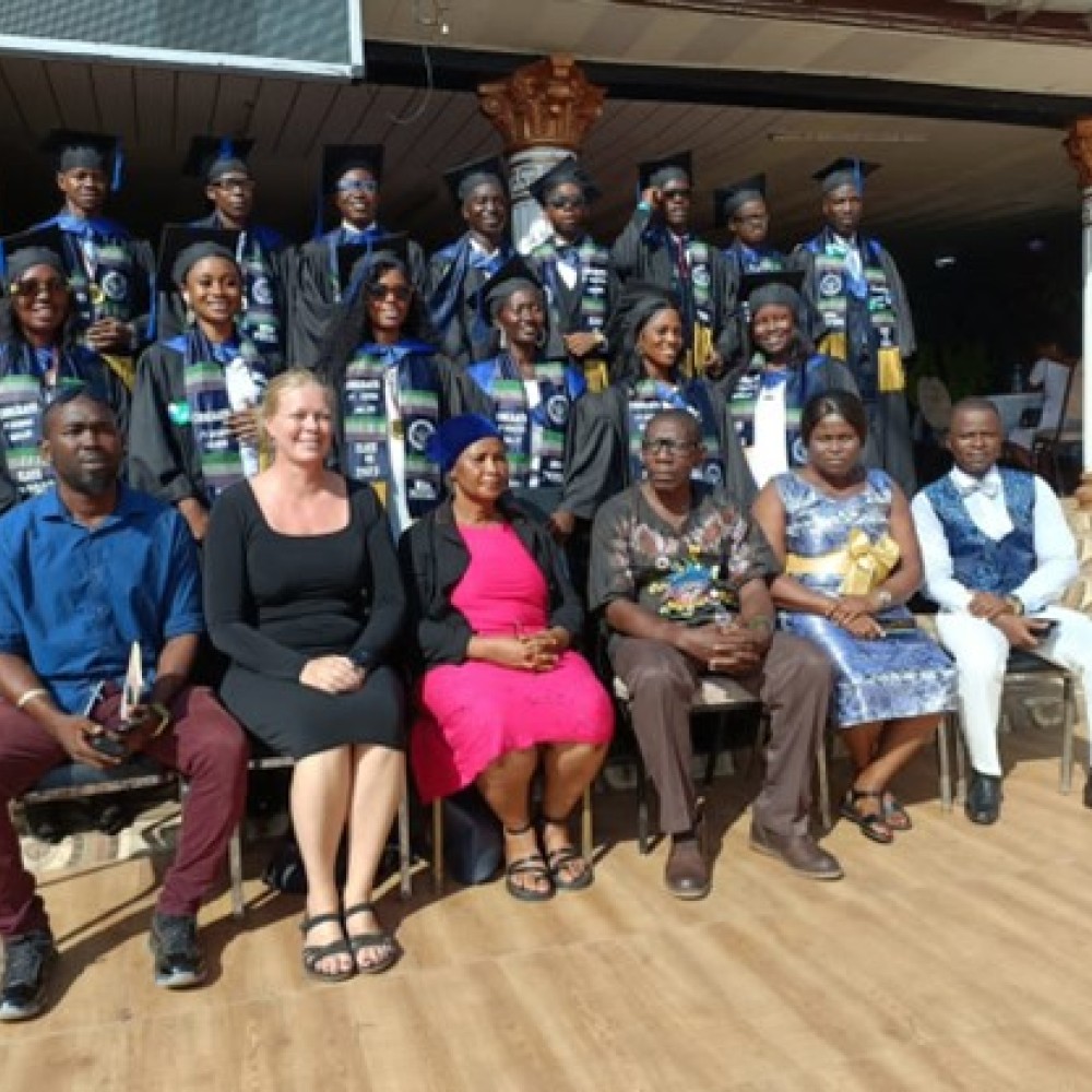 Students and staff at graduation ceremony in Sierra Leone