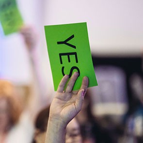 Foto van de algemene vergadering van WCPT 2019