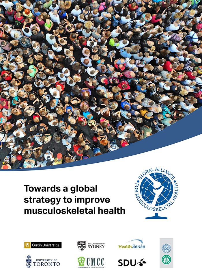 Titelblatt des Berichts: Auf dem Weg zu einer globalen Strategie zur Verbesserung der Gesundheit des Bewegungsapparats