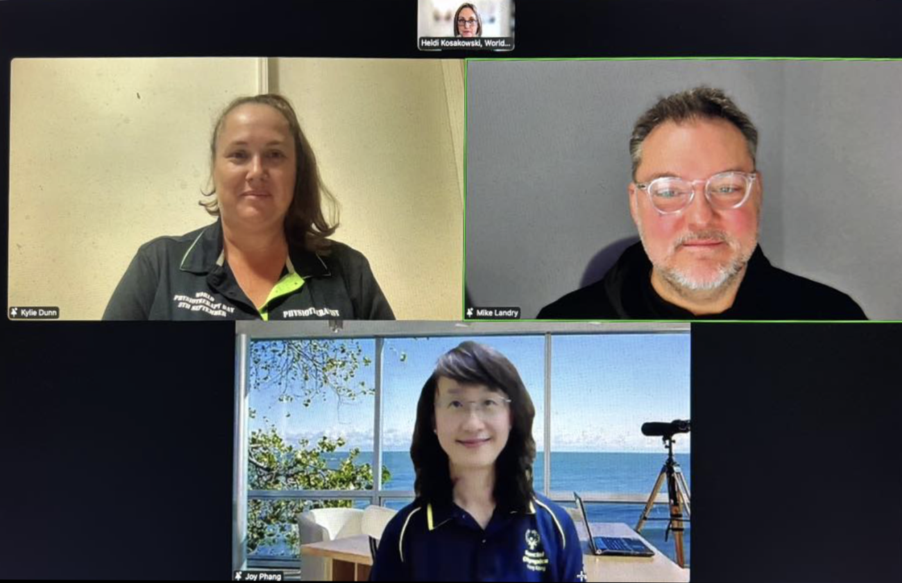 An online webinar with three presenters on screen