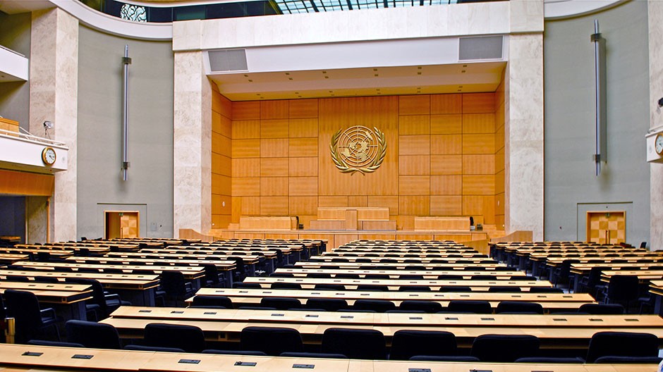 Photo of hall where the World Health Assembly meets