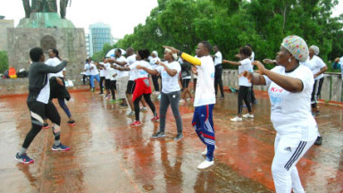 Photograph showing a celebration held in Benin to mark World PT Day 2018