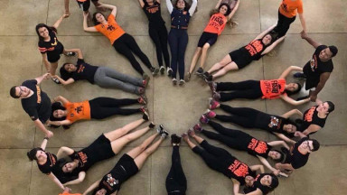 Photograph showing a celebration held in Brazil to mark World PT Day 2018