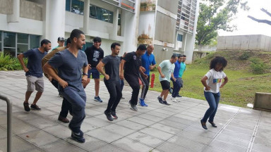 Photograph showing a celebration held in Puerto Rico to mark World PT Day 2018