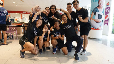 Photograph showing a celebration held in Singapore to mark World PT Day 2018