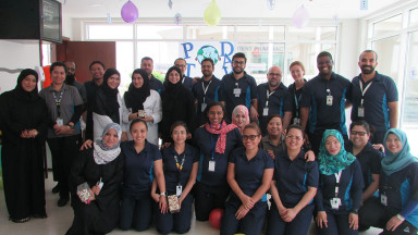 Photograph showing a celebration held in the United Arab Emirates to mark World PT Day 2018