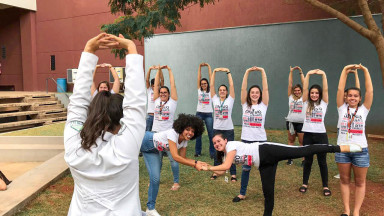 Photograph showing one of the celebrations held in Brazil to mark World PT Day 2019