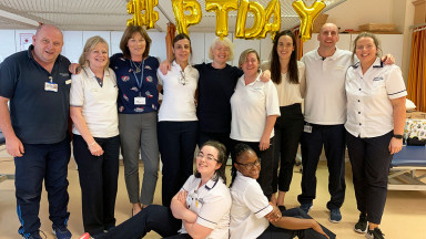 Photograph showing a celebration held in Ireland to mark World PT Day 2019