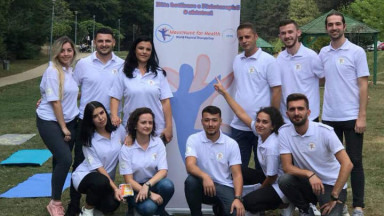 Photograph showing a celebration held in Kosovo to mark World PT Day 2019