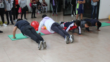 Photograph showing a celebration held in Mexico to mark World PT Day 2019