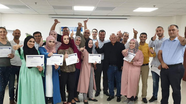 Foto zeigt eine Feier in Palästina zum Welt-PT-Tag 2019