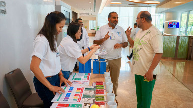 Photograph showing a celebration held in Qatar to mark World PT Day 2019