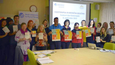 Photograph showing a celebration held in Slovenia to mark World PT Day 2019